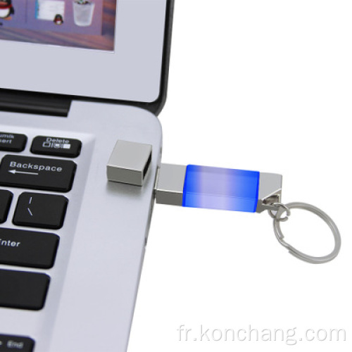 Petit logo 3D de lecteur flash USB en verre cristal